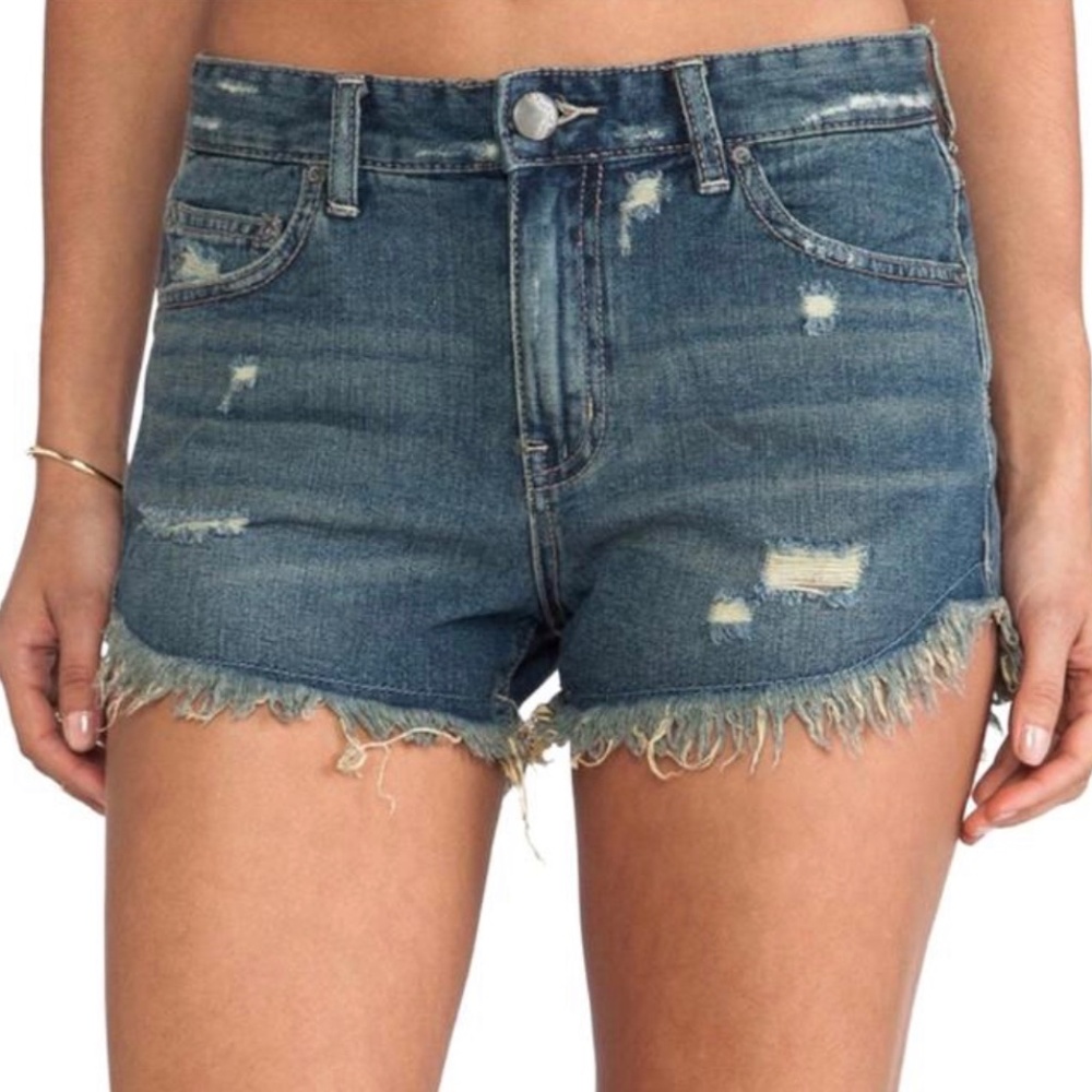 Free People Sharkbite Hem Denim Shorts
